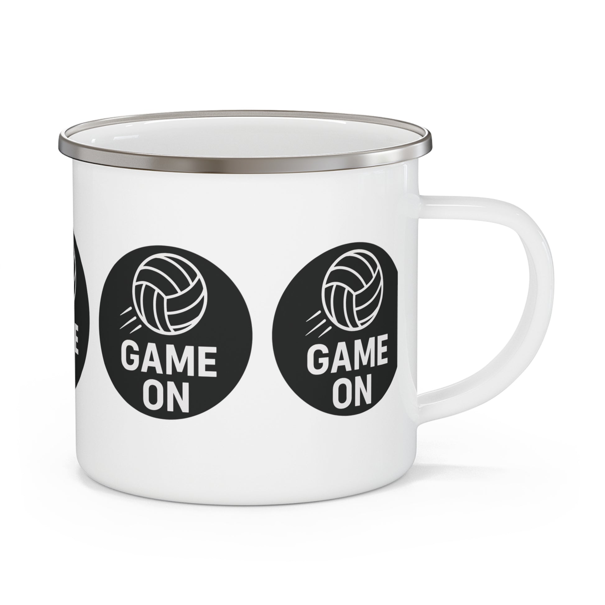 Durable stainless steel mug with colorful volleyball graphic