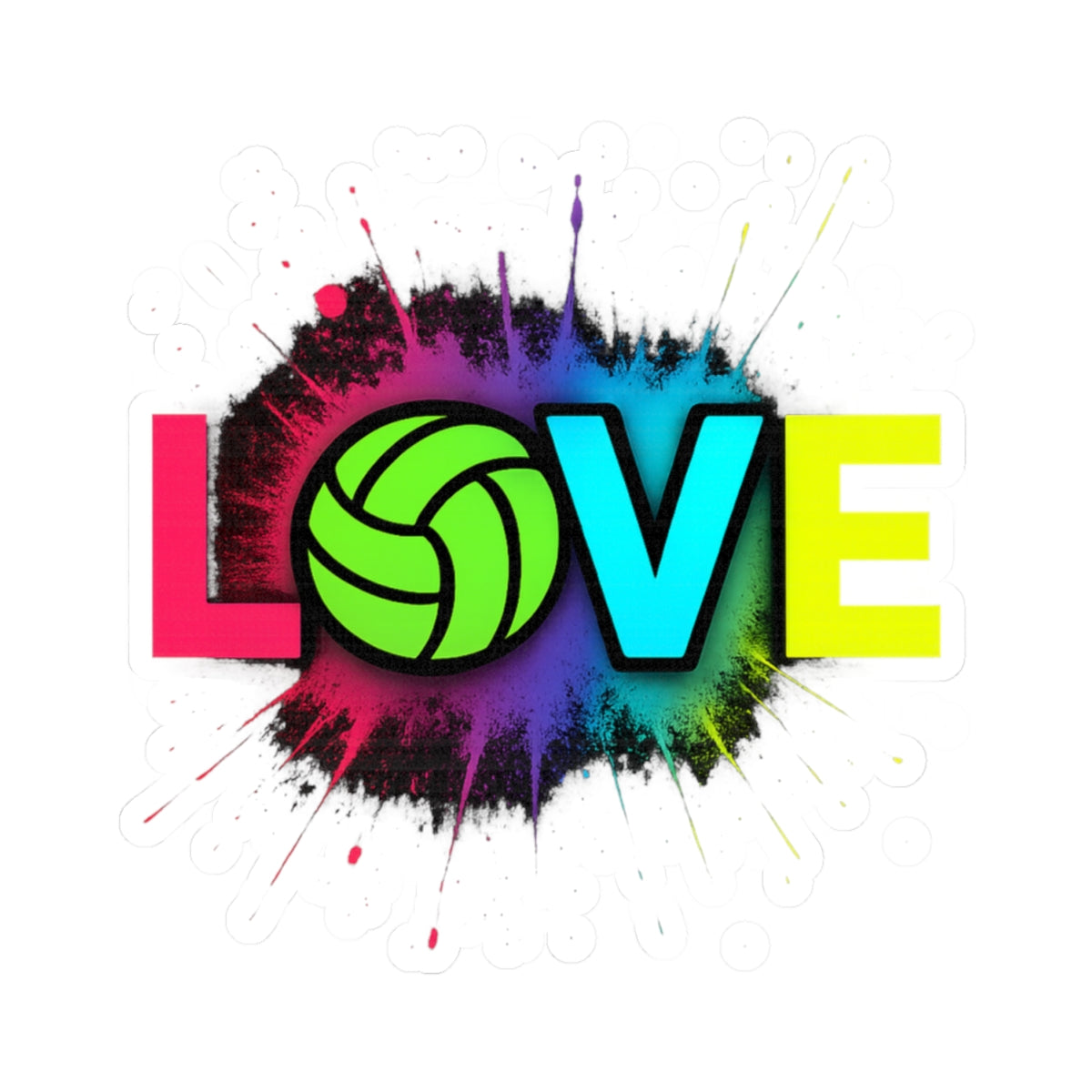Neon volleyball sticker on reusable water bottle
