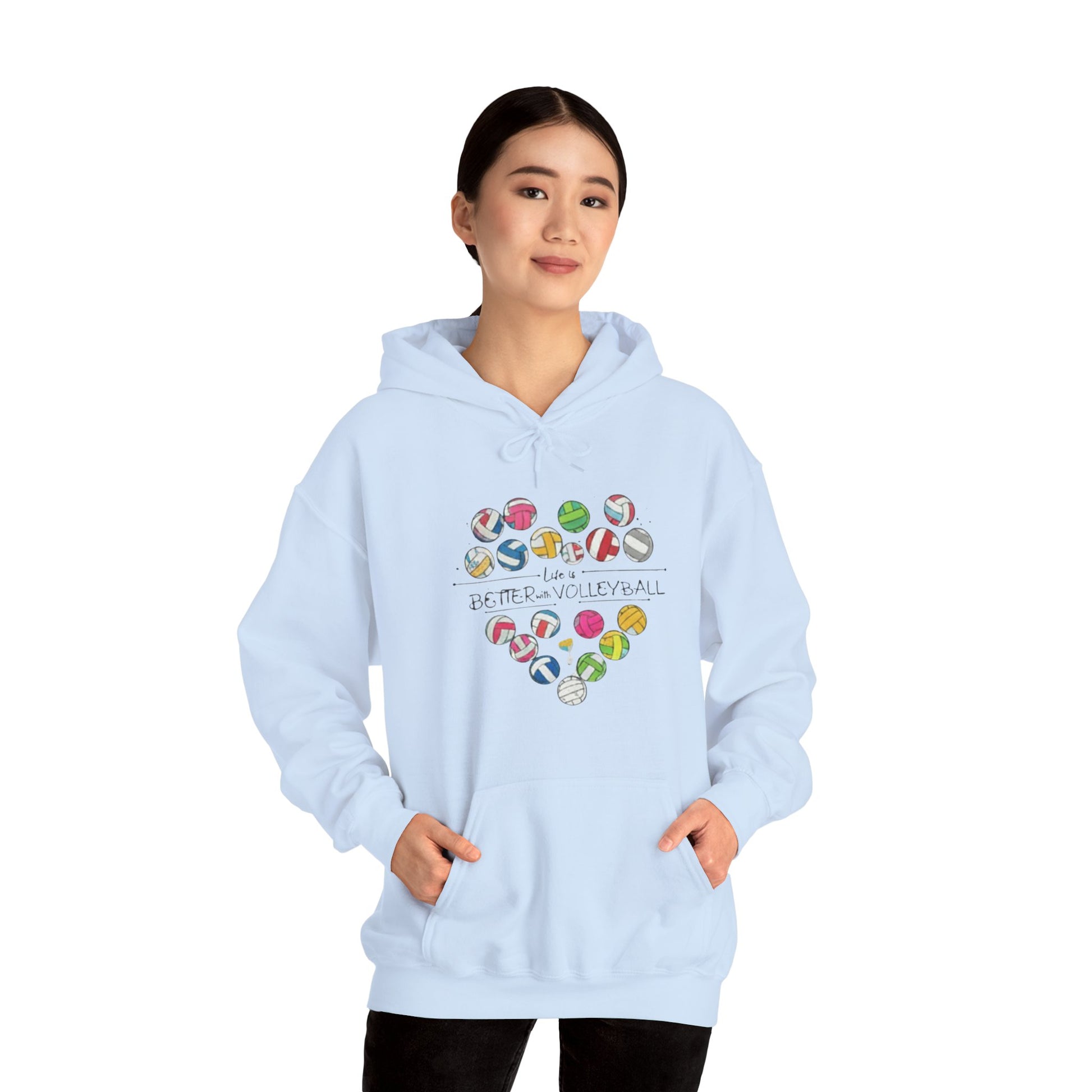 Cozy volleyball hoodie with heart print