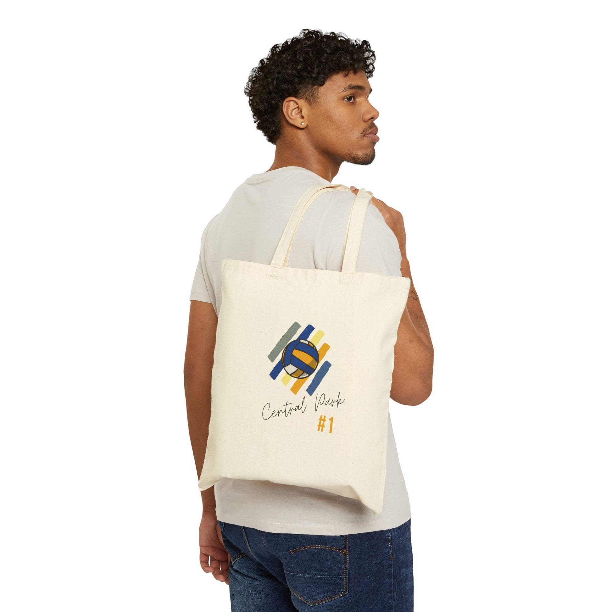 nyc volleyball tote bag with #1 graphic
