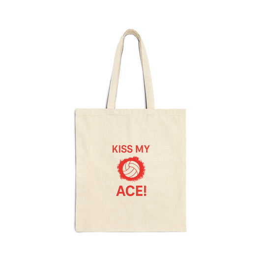 kiss my ace volleyball tote bag with bold slogan