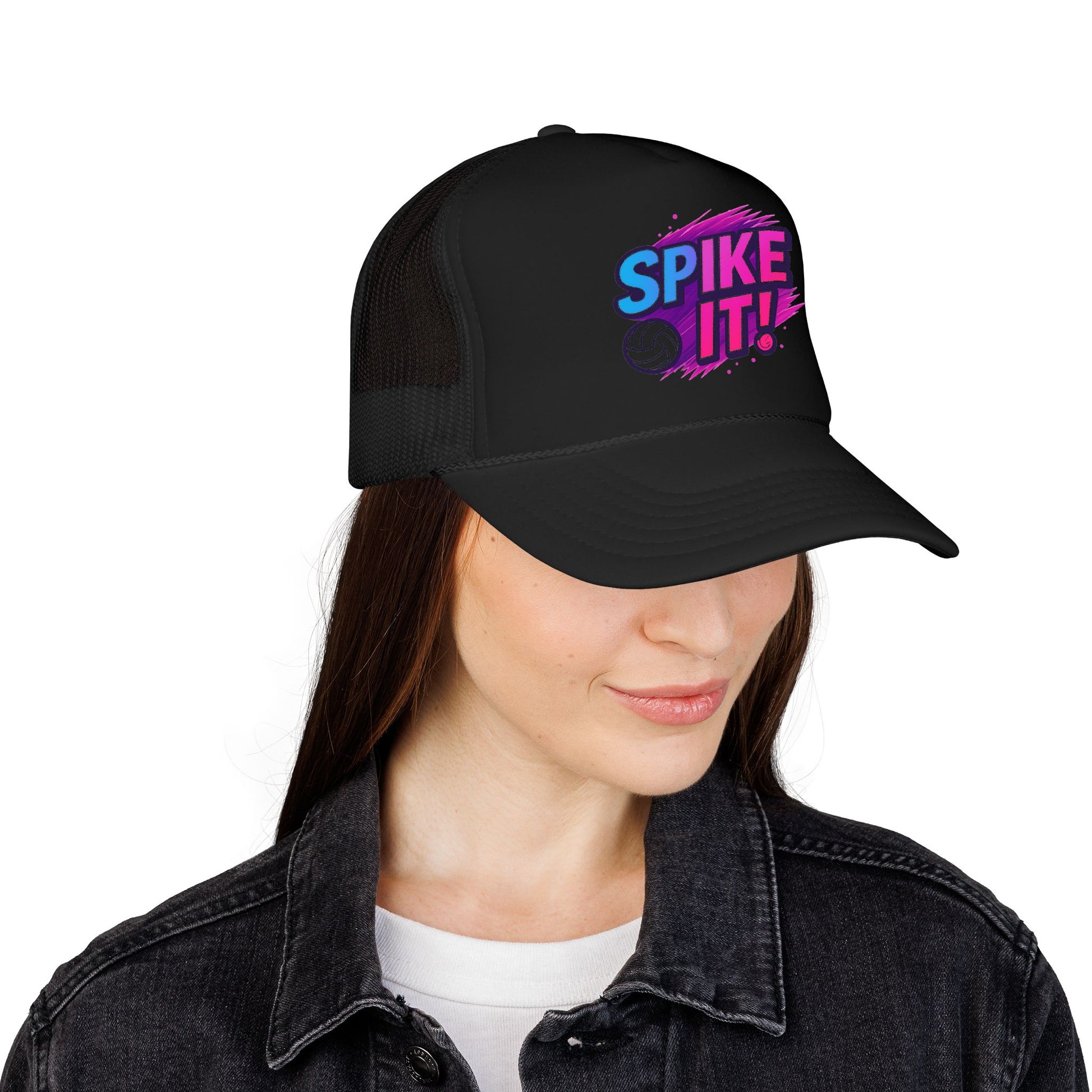 Retro neon Spike It volleyball graphic hat