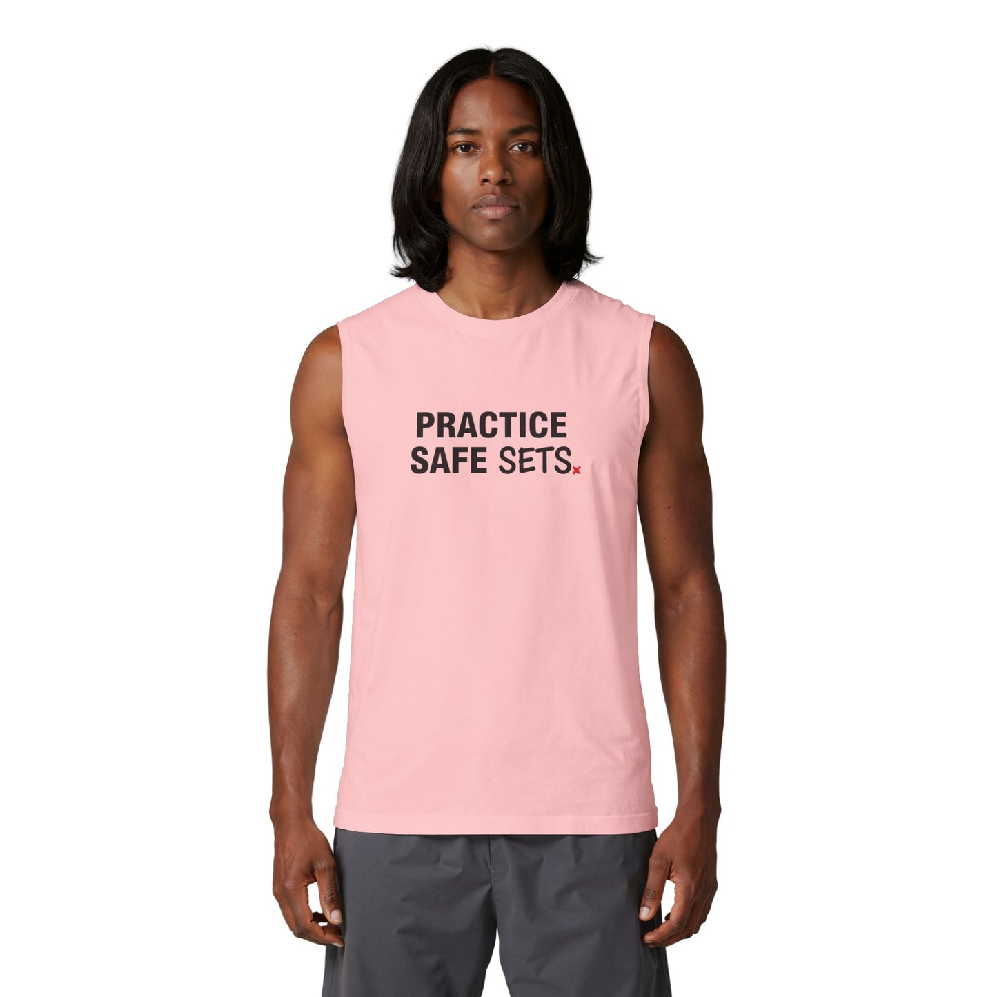 Playful volleyball pun sleeveless shirt design