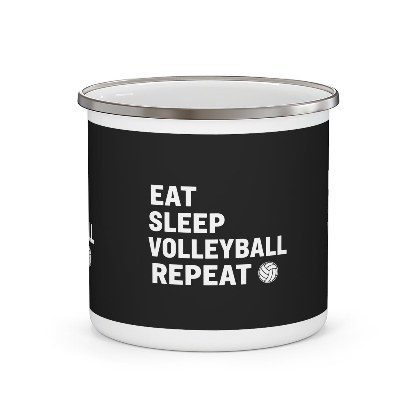 Eat Sleep Volleyball Repeat enamel mug