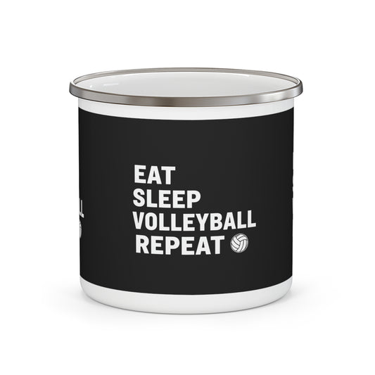 Eat Sleep Volleyball Repeat enamel mug