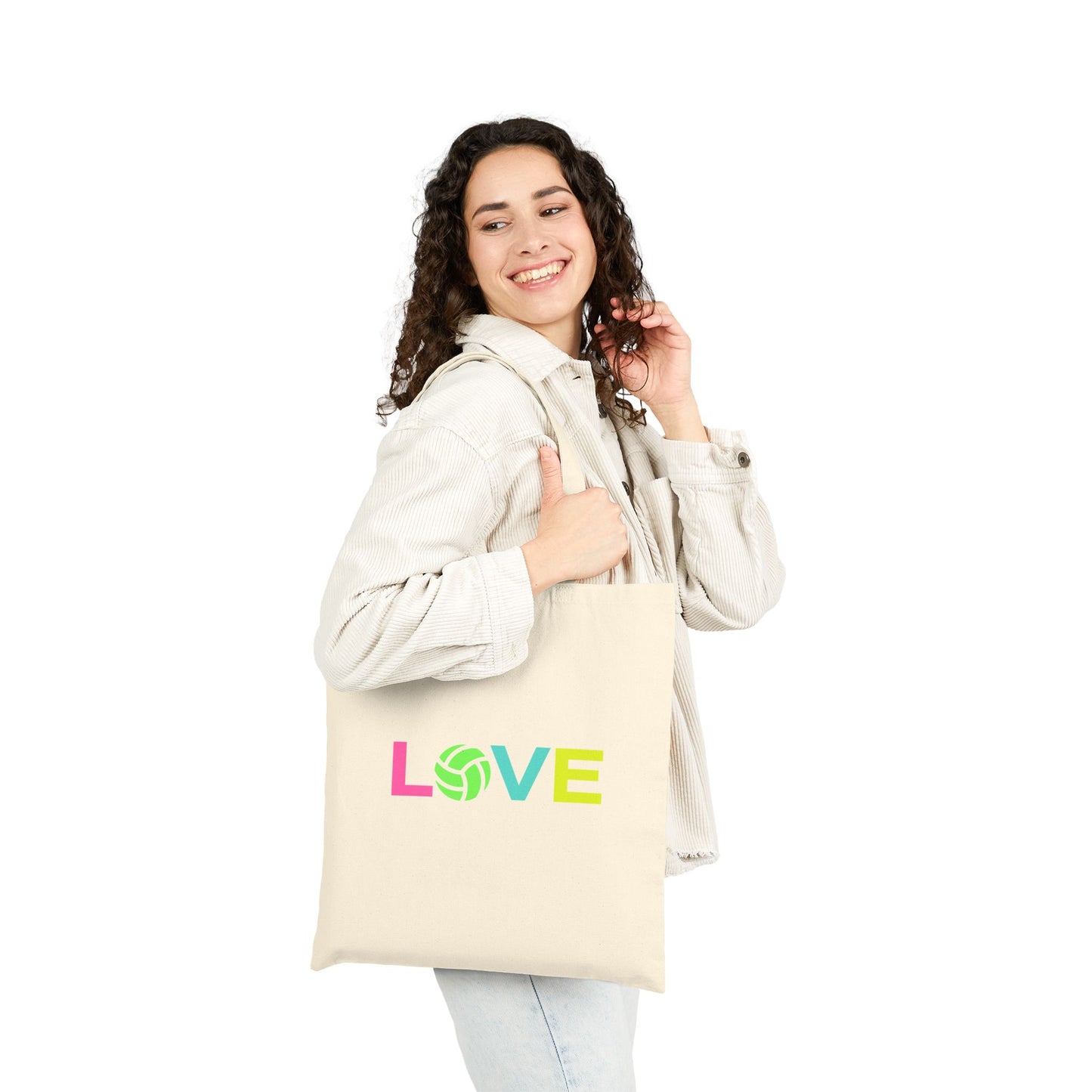 heart volleyball design tote bag for players