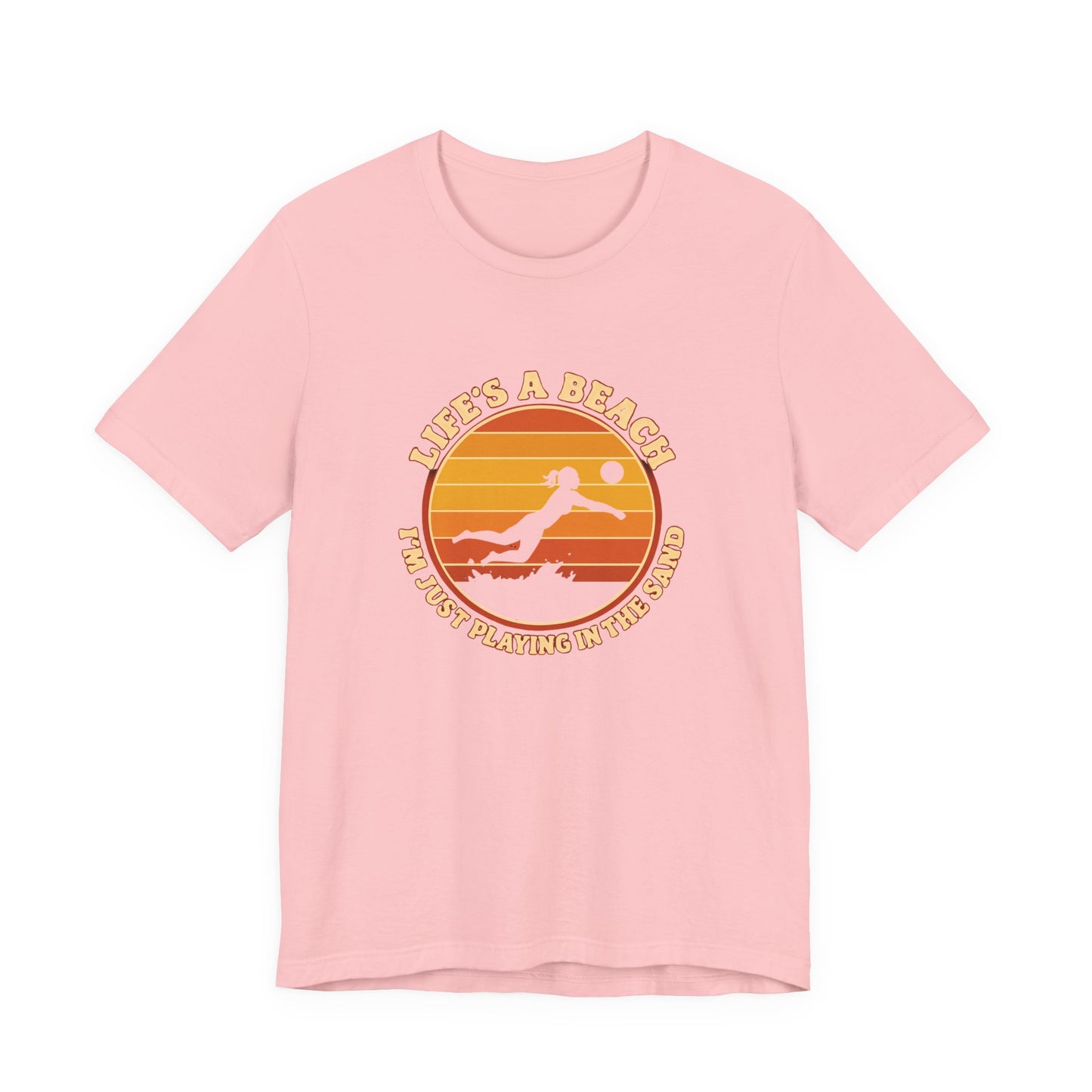 Funny beach volleyball saying printed on shirt