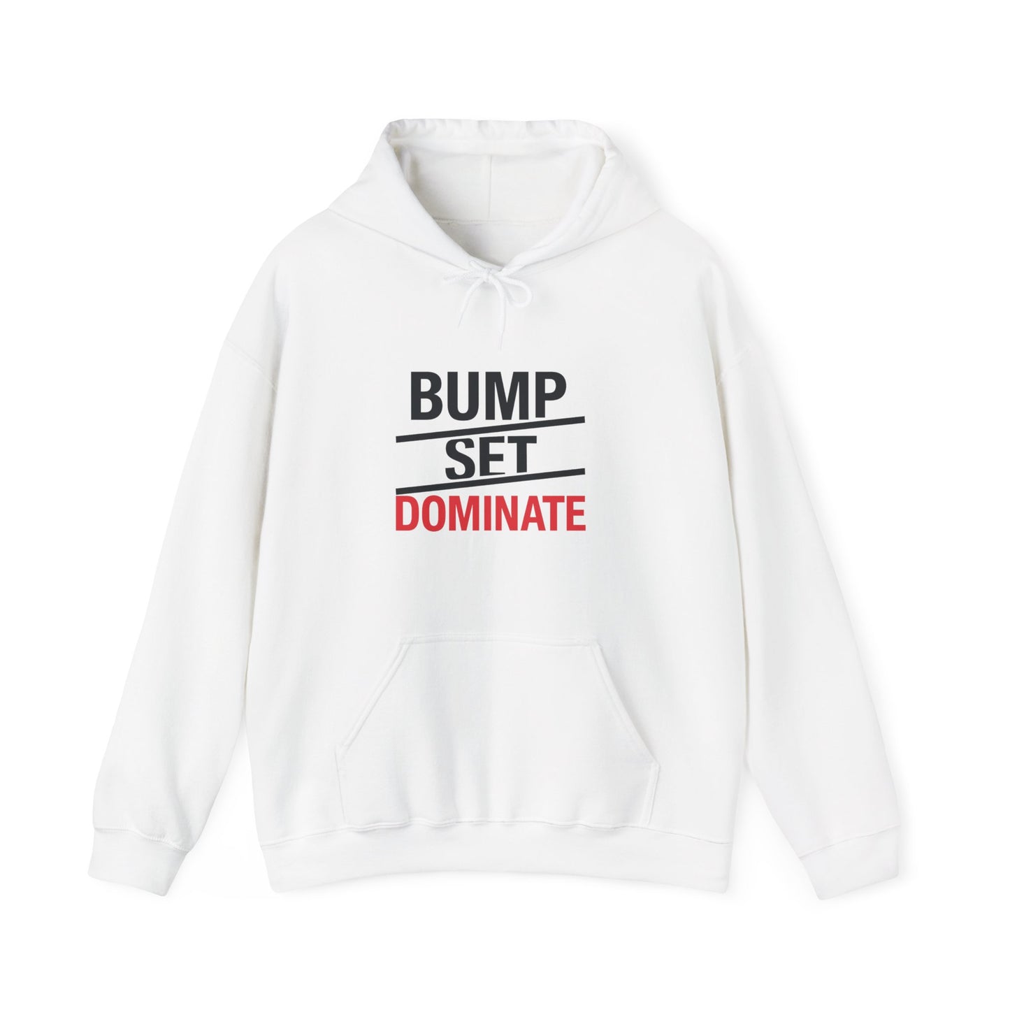 Volleyball hoodie with “Bump, Set, Dominate!” print