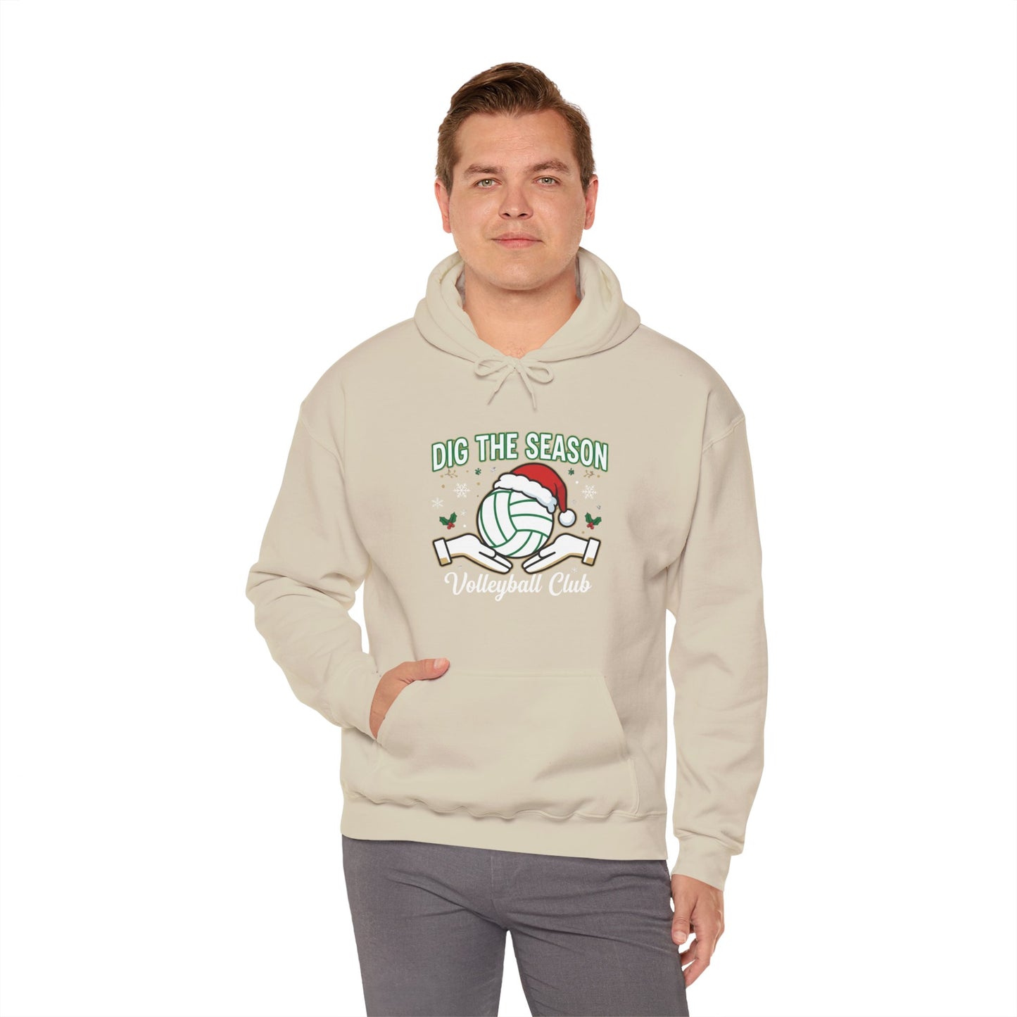 Winter volleyball hoodie with festive typography