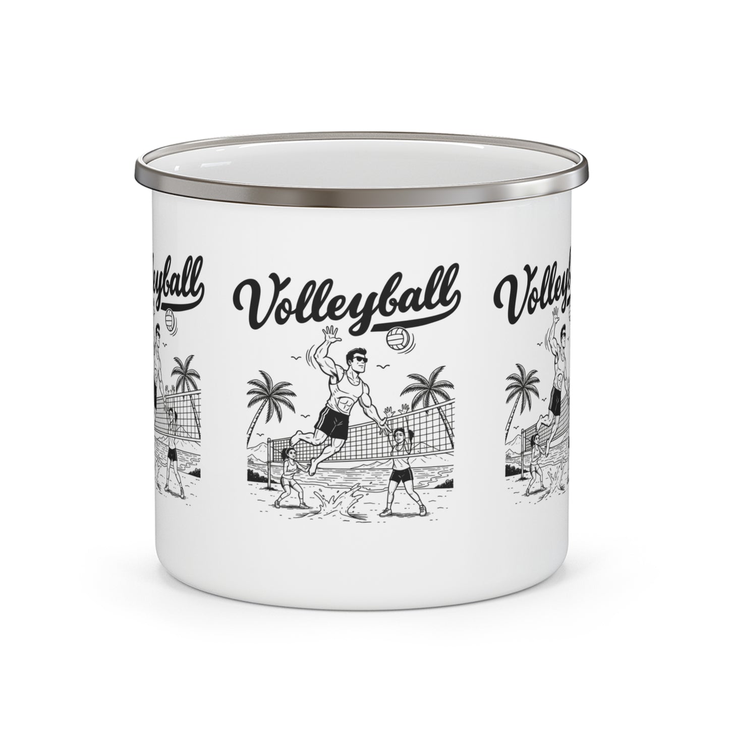 Born to Spike volleyball enamel camping mug