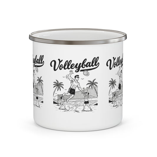 Born to Spike volleyball enamel camping mug