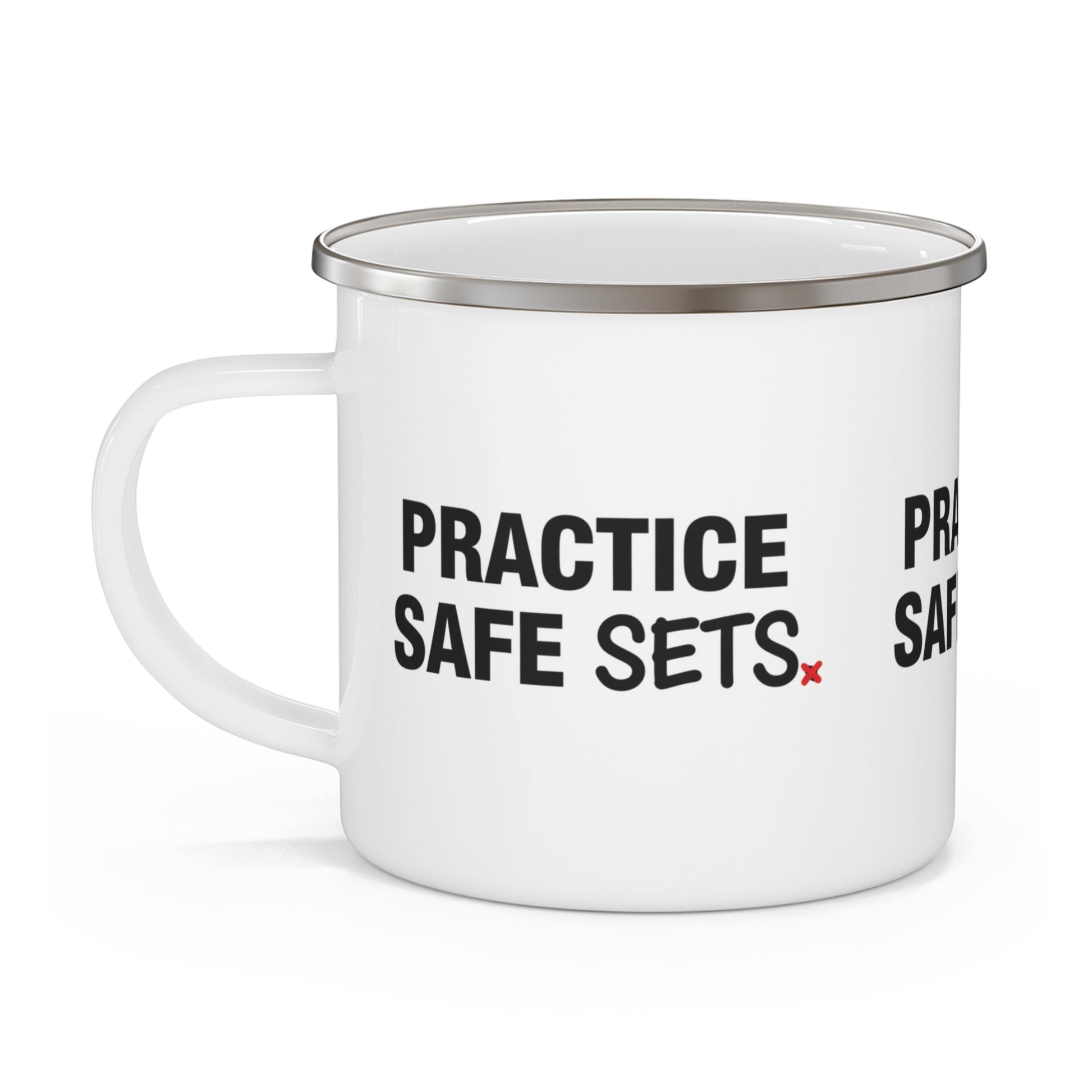 Printed volleyball humor phrase Practice Safe Sets