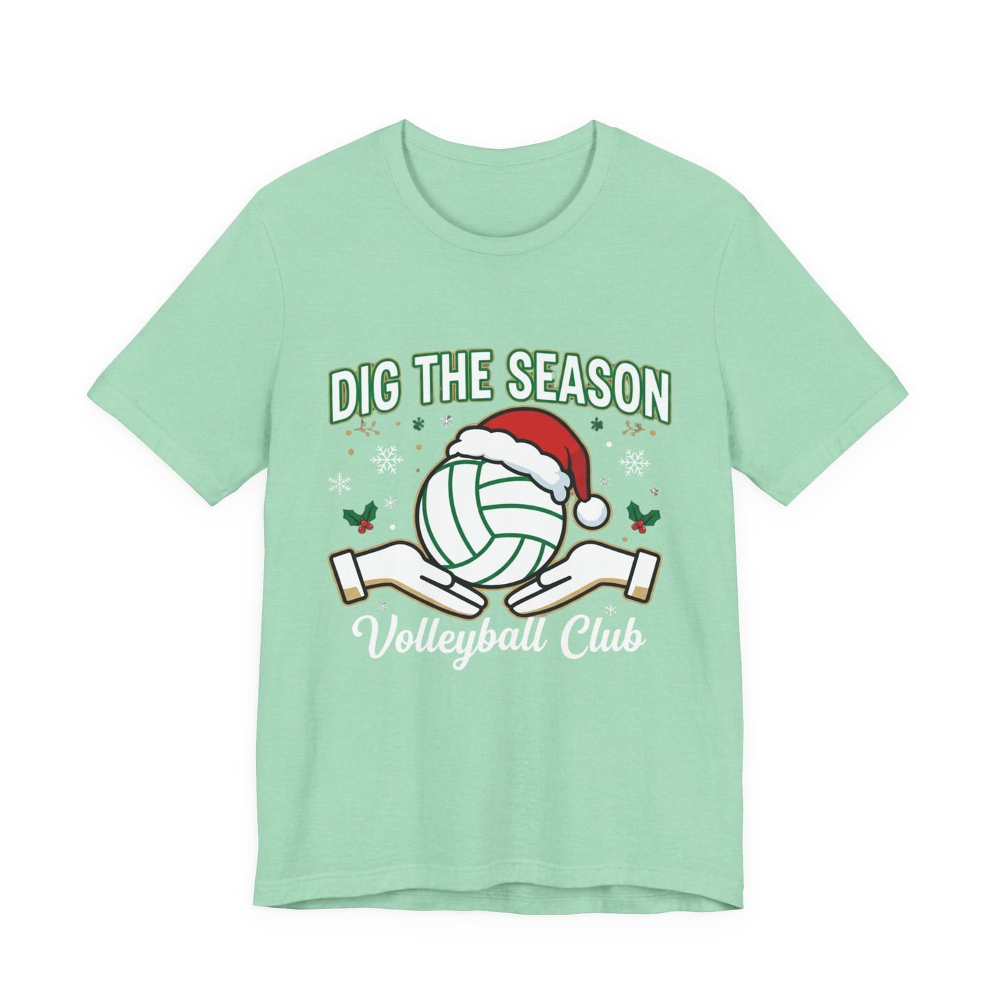Holiday volleyball shirt with seasonal typography