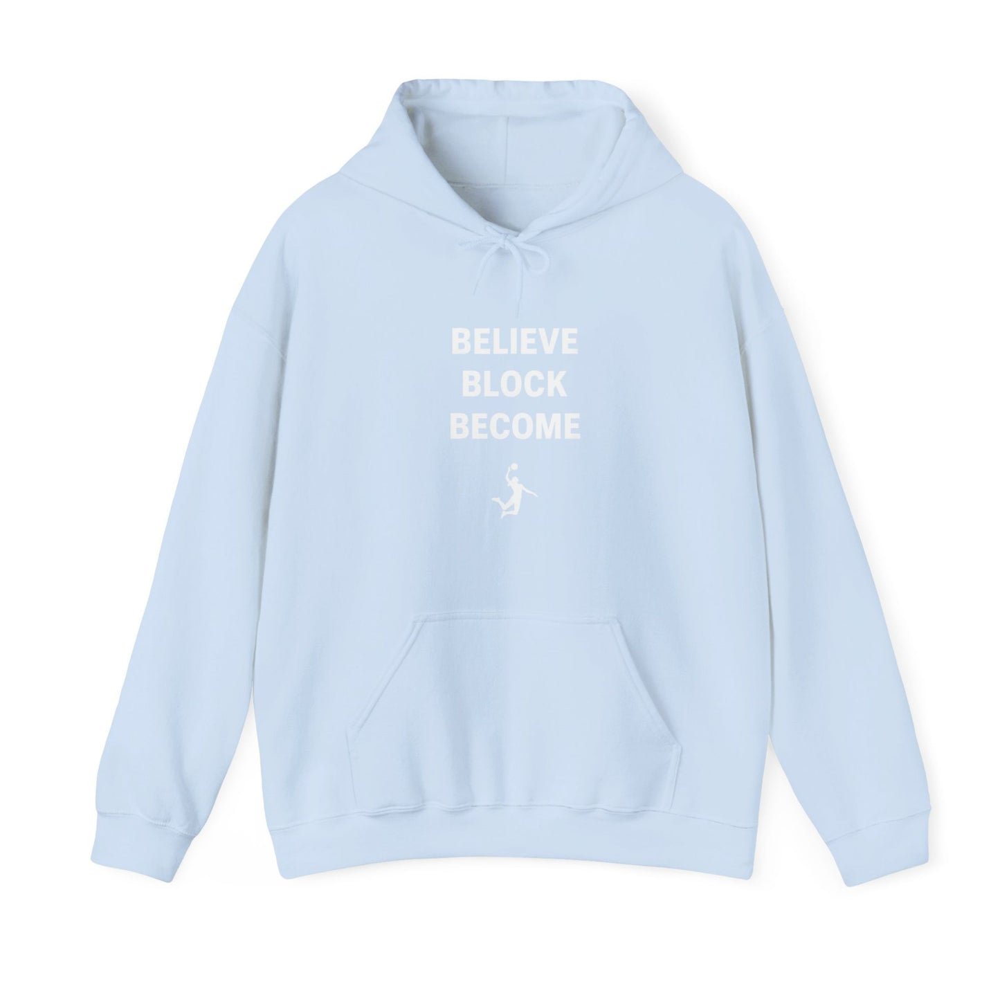 Three-line motivational volleyball quote on hoodie design