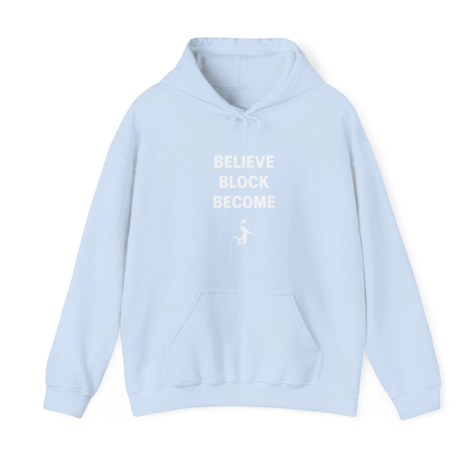 Three-line motivational volleyball quote on hoodie design