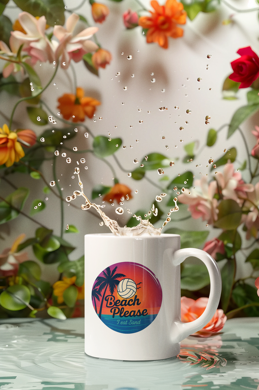 Funny beach camping coffee cup